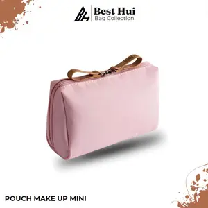 Tas Pouch Make Up MIni Tas Kosmetik Waterproof Travelkit Bahan Nylon Travel Bag Organizer Tas Kosmetik Motif Polos Kekinian Murah