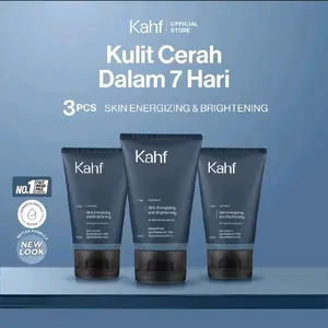 [PAKET HEMAT ISI 3] Kahf Triple Pack Face Wash 100 ml - Sabun Cuci Muka Pria Brightening, Acne, Oily, Comedo, Sensitive Skin - Wajah Glowing, Jerawat Hilang, Bebas Minyak - Gentle Cleanser Low pH for Daily Use