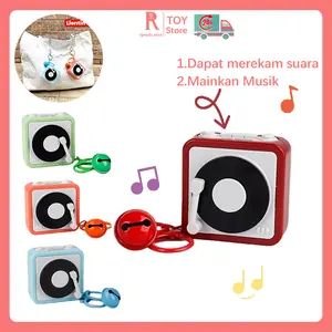 igoods.rose Couple Gantungan kunci rekam laguunik Versi audio tape recorder Keychain coupleKotak Musik Kayu Gantungan kunci retro souldold school bentuk radio lagu Aksesoris