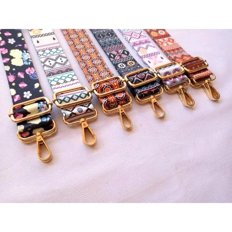 ( SERI - E ) TALI TAS MOTIF PRINT UK 3,8CM. CANTOLAN TEBAL EMAS PREMIUM IMPORT Korean Tak Ada 2