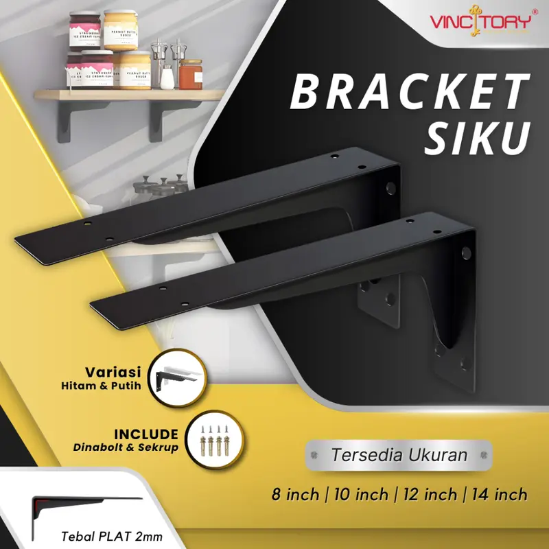 SIKU RAK Dinding Besi L Rak Penyangga Bracket Ambalan Sepasang | Bracket Siku Ambalan Dinding 2