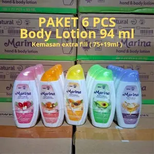 [PAKET 6 PCS] MARINA NATURAL BODY LOTION 94 ML (75+19ml)