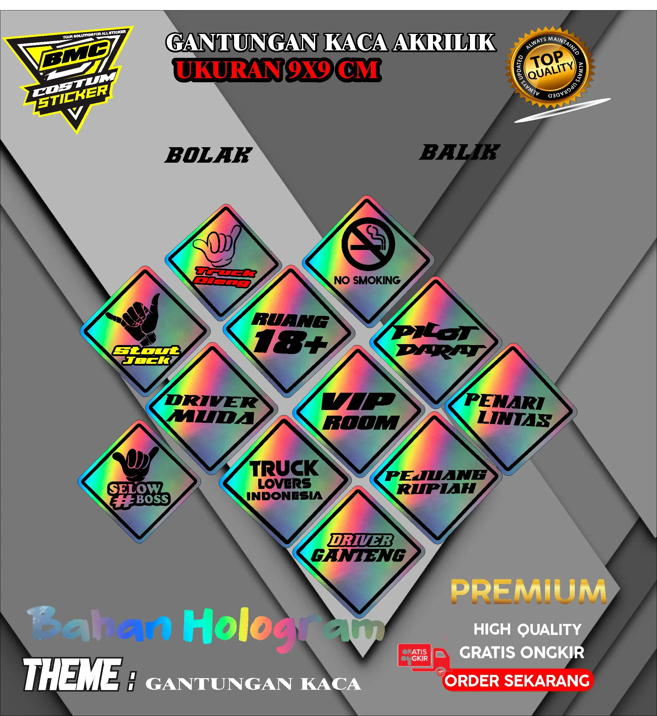 gantungan kaca mobil/variasi gantungan akrilik