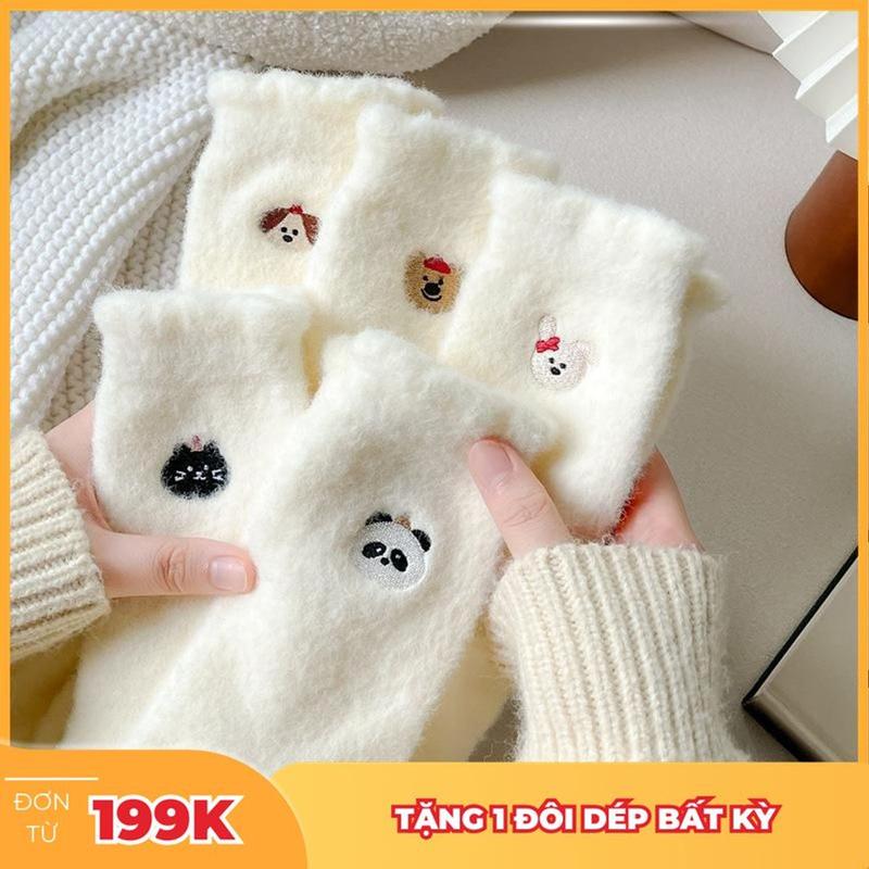 Tất Lông Cừu Con Vật Cực Ấm Mùa Đông Hoạt Hình Nhiều mẫu Dễ Thương