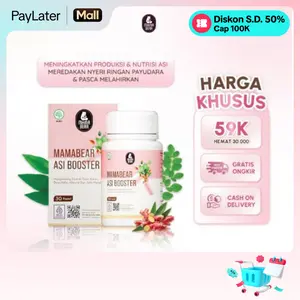 MamaBear ASI Booster 30 Kapsul Pelancar ASI - Halal BPOM Almond Kelor Jahe Merah Fenugreek Free Fish Allergy Free untuk Busui