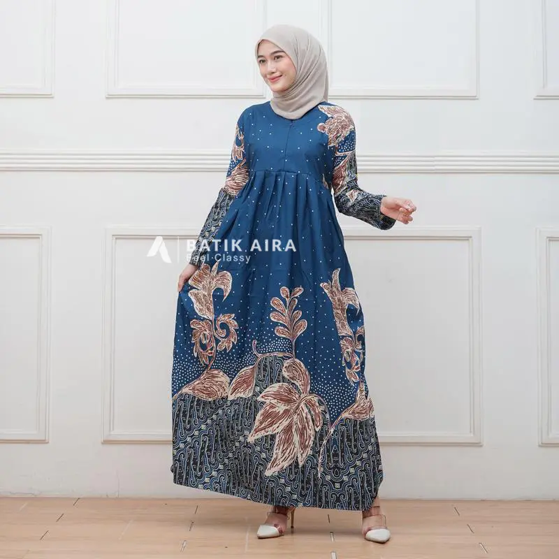 Gamis batik mewah elegan terbaru 2024 batik premium pekalongan kombinasi katun printing Motif