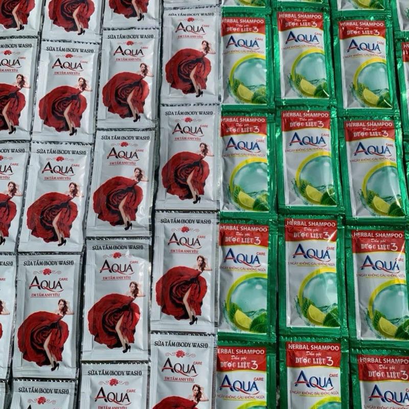  Combo 120 gói 12 dây  dầu gội Aqua và sữa tắm bông hồng đỏ 