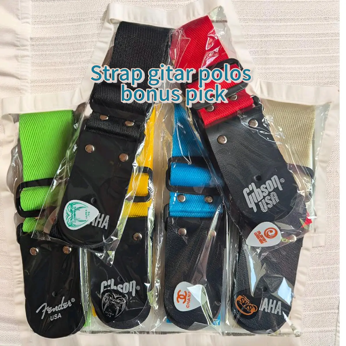 Strap Gitar dan bass bonus pik gitar 1 pcs