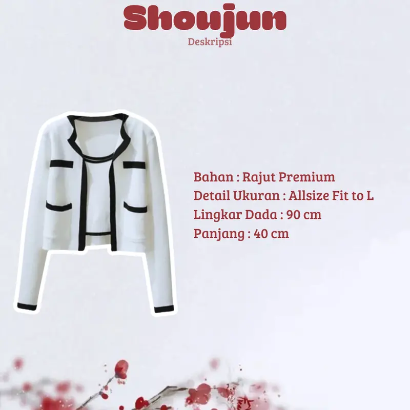 Setelan Shoujun Outfit { Cardigan Tanktop Putih + Rok Jeans Pendek } One Set Korean Style 2