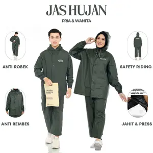 RAF Jas Hujan Pria Wanita Setelan Baju Celana Dewasa Kain Tebal PVC 025 Anti Robek Anti Rembes Safety Riding