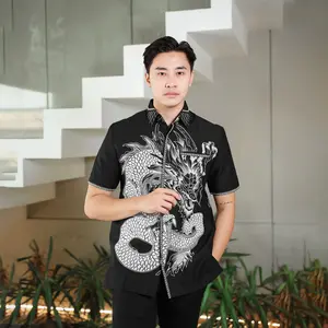 Batik Pria Hem Smock Bordir B484 Katun Halus Motif Naga