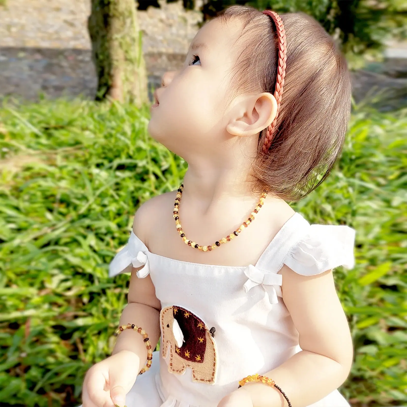 Amber Buddy | XB43M1 Kalung & Gelang Amber Bayi Multicolour Yellow Glossy - 32cm & 14cm.