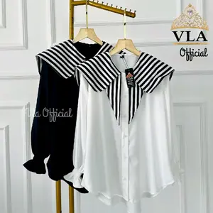 VLA - GLADYS kemeja wanita kekinian jumbo LD 100 110 120 130 140 Casual Kancing  Variasi  Kombinasi Kerah elegan terbaru viral 2025