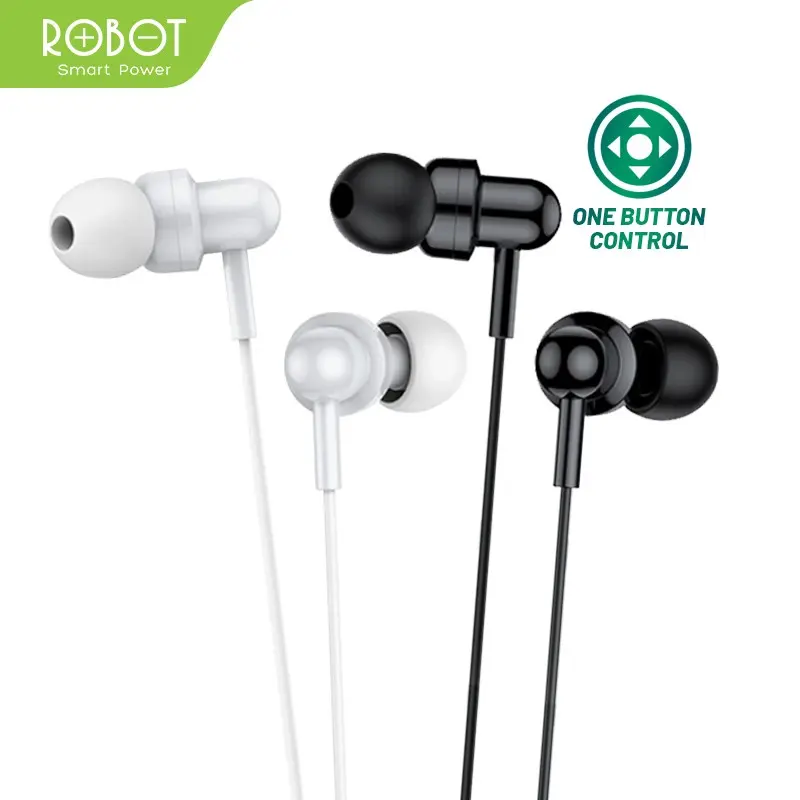 ROBOT RE20 Headset Oblique In-Ear Deep Bass Ultra Light Black / White