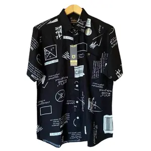 KEMEJA PRIA MOTIF SURFING LENGAN PENDEK Katun Cowok Casual Distro Kain Nyaman Tebal Baju Panjang Hem