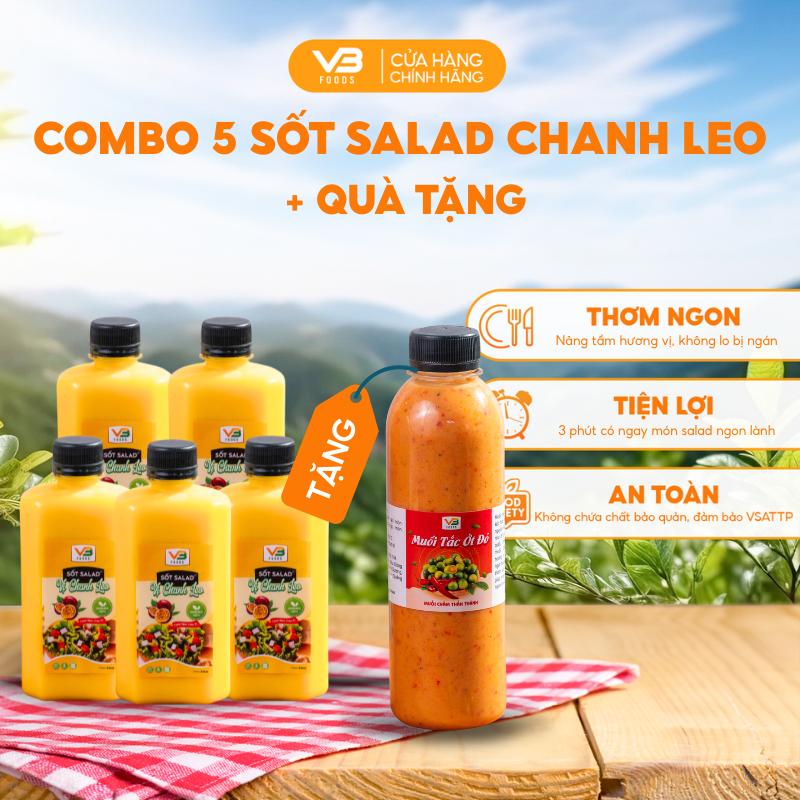    SALE VUI FREESHIP   Combo 5 sốt salad chanh leo VB Foods 330ml thơm ngon tiện lợi  + TẶNG 1 MUỐI TẮC ỚT ĐỎ 330ML 