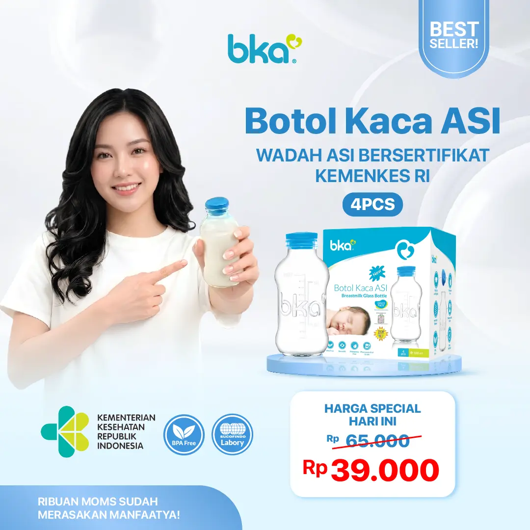 [PROMO] Botol Kaca ASI BKA isi 4 pcs 100ml - Sertifikasi Kemenkes RI - Wadah ASIP I botol kaca si bka l aman tidak mudah tumpah