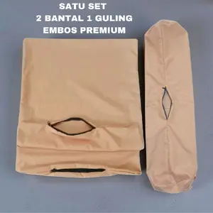 Satu Set 2 Urung Bantal 1 Urung Guling Motif Embos Bahan Polimkro Ukuran 45x60 Premium Quality