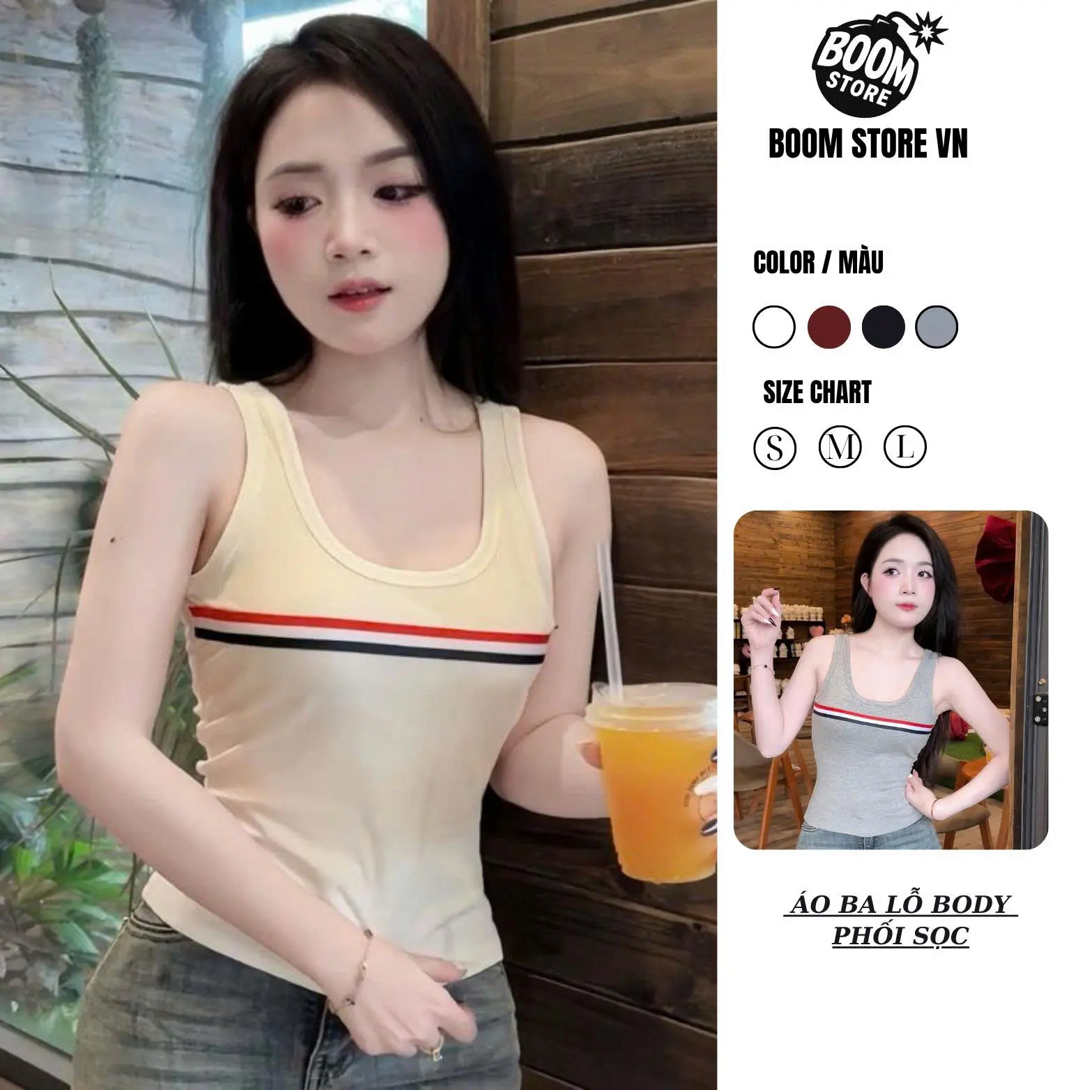 [BOZIP CHÍNH PHẨM] Áo Thun  Ba Lỗ Có Phối Sọc , Tạo Điểm Nhấn Phong Cách Trẻ Trung . Chất Liệu Vải Bozip Loại 1 co giãn 4 chiều ôm body áo kiểu tiểu thư xinh xắn – BY BOOM STORE | BigBuy360 - bigbuy360.vn