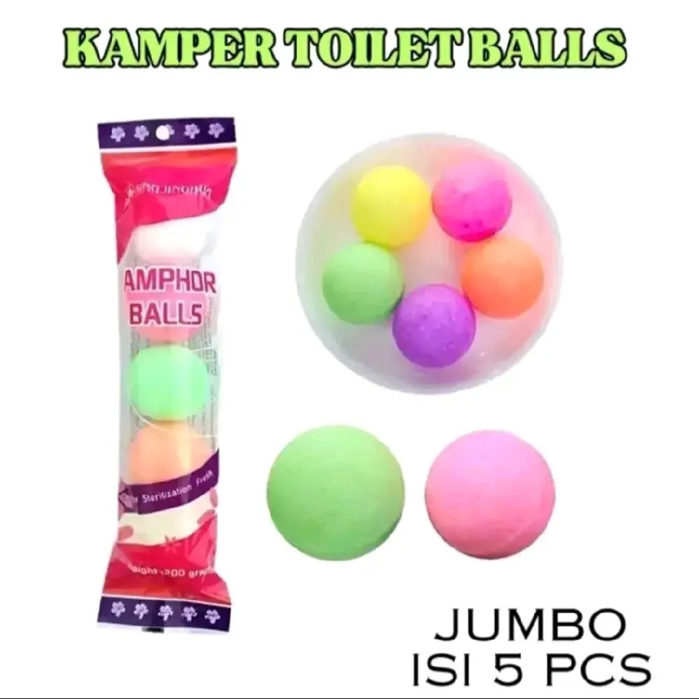 Kamper kapur barus bola besar isi 5 pcs penghilang bau kamar mandi dan pengusir tikus warna warni