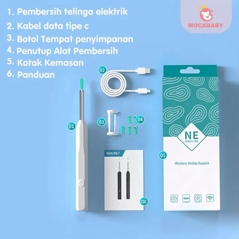 Mocababy Pembersih Telinga Mocababy dengan LED dan Kamera Pembersih Telinga untuk Bayi dan Anak-anak Kuping Korek Ear Removal Kotoran 8
