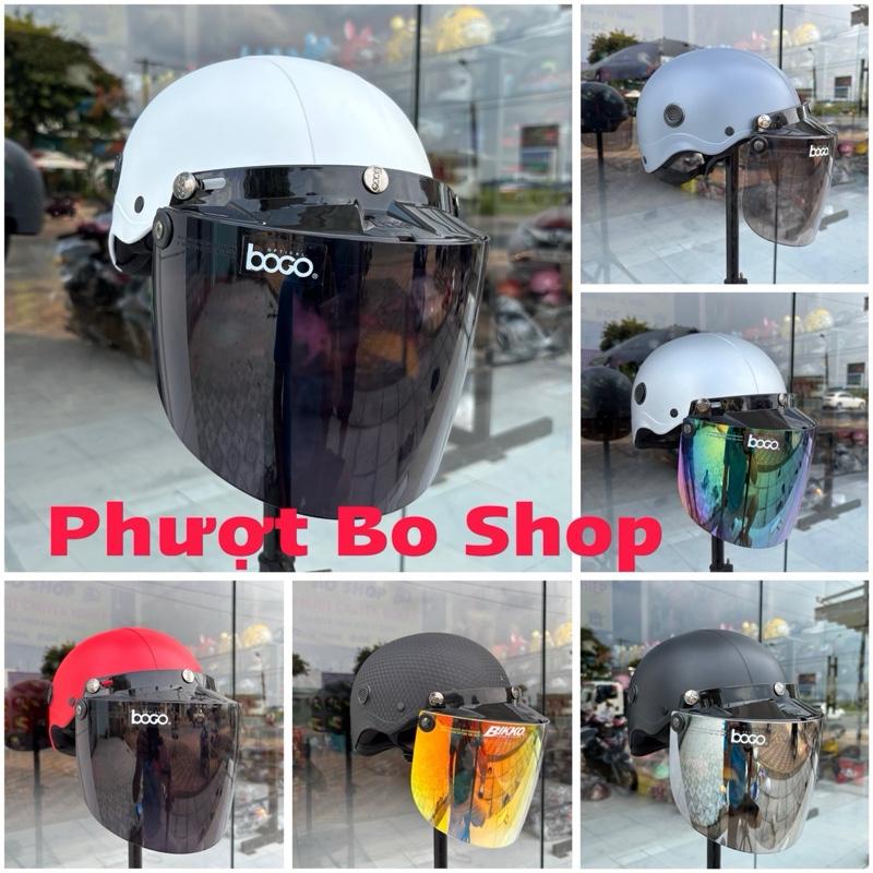 Mũ bảo hiểm nữa đầu có kính mũ bảo hiểm 1 2 có kính nón camry sơn gắn kính bogo Helmet