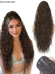 Extensión de cola de caballo ondulada de 30 pulgadas, extensiones de cabello sintético para mujeres, pieza de cabello esponjoso natural para uso diario