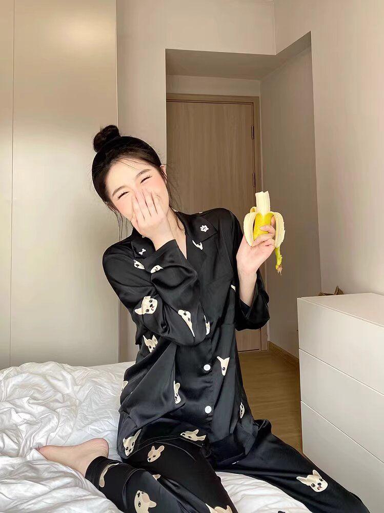 Product Introduction of Bộ Đồ Ngủ Dài Tay Lụa Lạnh Cao Cấp Phong Cách Pháp Quần Dài Mới Mùa Mùa Xuân Và Mùa Thu 2023 Cho Nữ Bộ Đồ Mặc Nhà Ins Cho Học Sinh 17