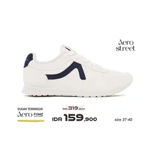 Aerostreet 37-40 Almond Natural Navy - Sepatu Sneakers Wanita