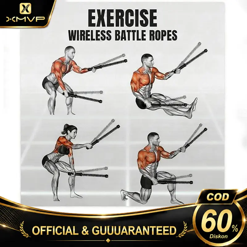Wireless Battle Ropes【Booming】 Tali Fitness Latihan Kekuatan Inti Latihan Kebugaran Jasmani Olahraga Dalam Ruangan