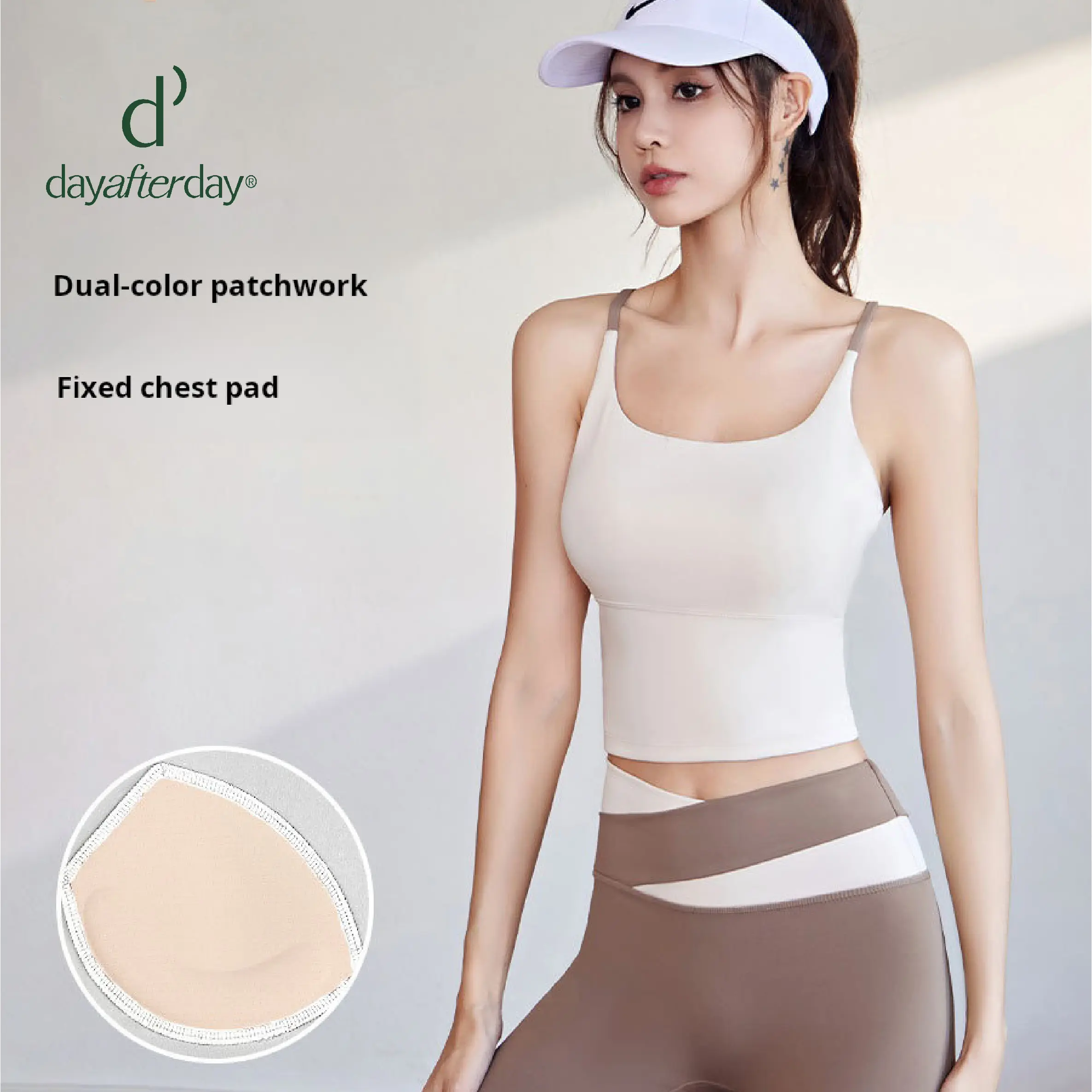 dayafterday High-elastic Yoga Bra Spaghetti Strap shirring Sports Bra  Workout & Daily Wear camisole top