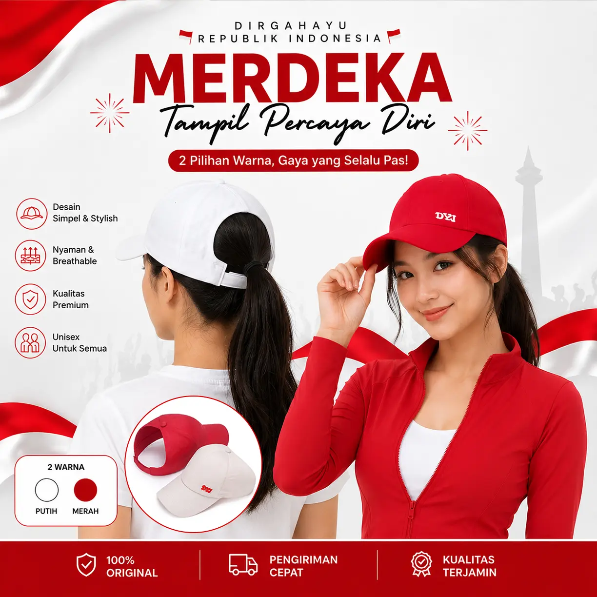 Yarra Topi Wanita Pria Baseball Korean Style Hitam Putih Biru Abu Anti Panas Model Atas Bolong Fashion Outfit Sporty Casual Cap Pengait Strap Bsbi