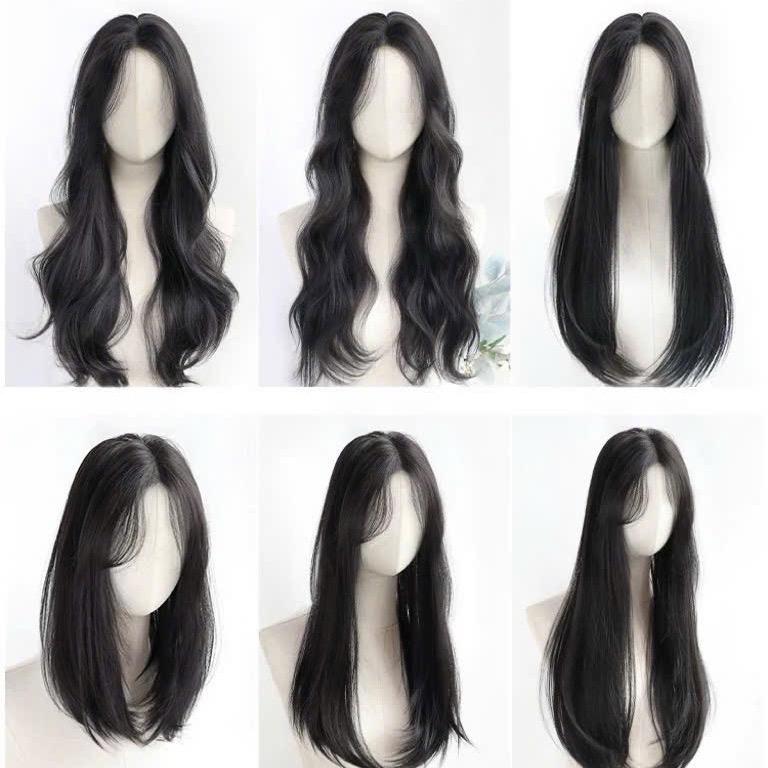 (mái ngắn) Phủ nữa đầu siu lưới U 5DDS , hất ngôi lệch ko cần sấy , sợi tơ protein, thiết kế mới ko lộ, ko nặng, wig, phủ hói, phủ bạc, che hói, che bạc, làm dày tóc, tóc giả