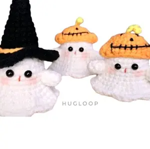HUGLOOP - Ganci Boneka Rajut Hantu Lucu / Crochet Cute Ghost Amigurumi / Handmade Spooky Cute Halloween Doll