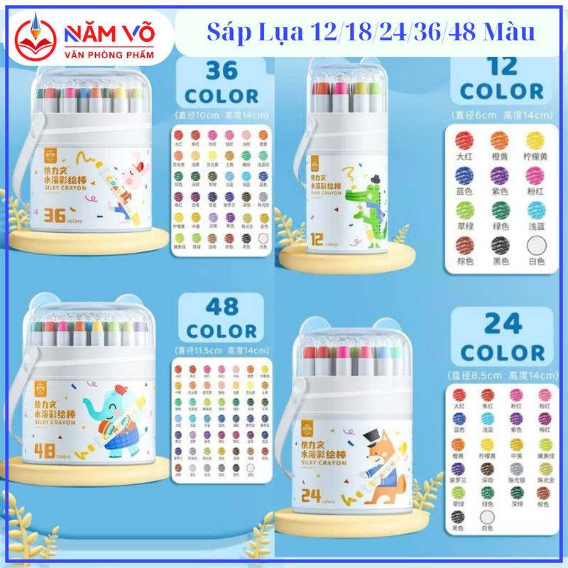   SÁP LỤA  Bút Sáp Lụa 12 Màu   18 Màu   24 Màu   36 Màu   48 Màu Bút Màu Sáp Dầu An Toàn Cho Bé Thỏa Thích Sáng Tạo Màu Sắc Tươi Sáng acrylic 