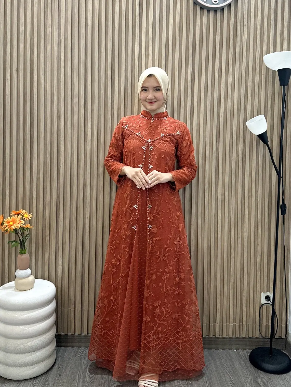 Kinan Dress III Tille Bordir / Gamis Size M - 5L 98cm - 130cm Gamis Jumbo / Gamis Terbaru / Seragaman Pesta / Gamis Semi Outer / Dress Pesta / Gamis Kondangan / Gamis Modern / Gamis Mewah Pesta Muslim Transparent brukat