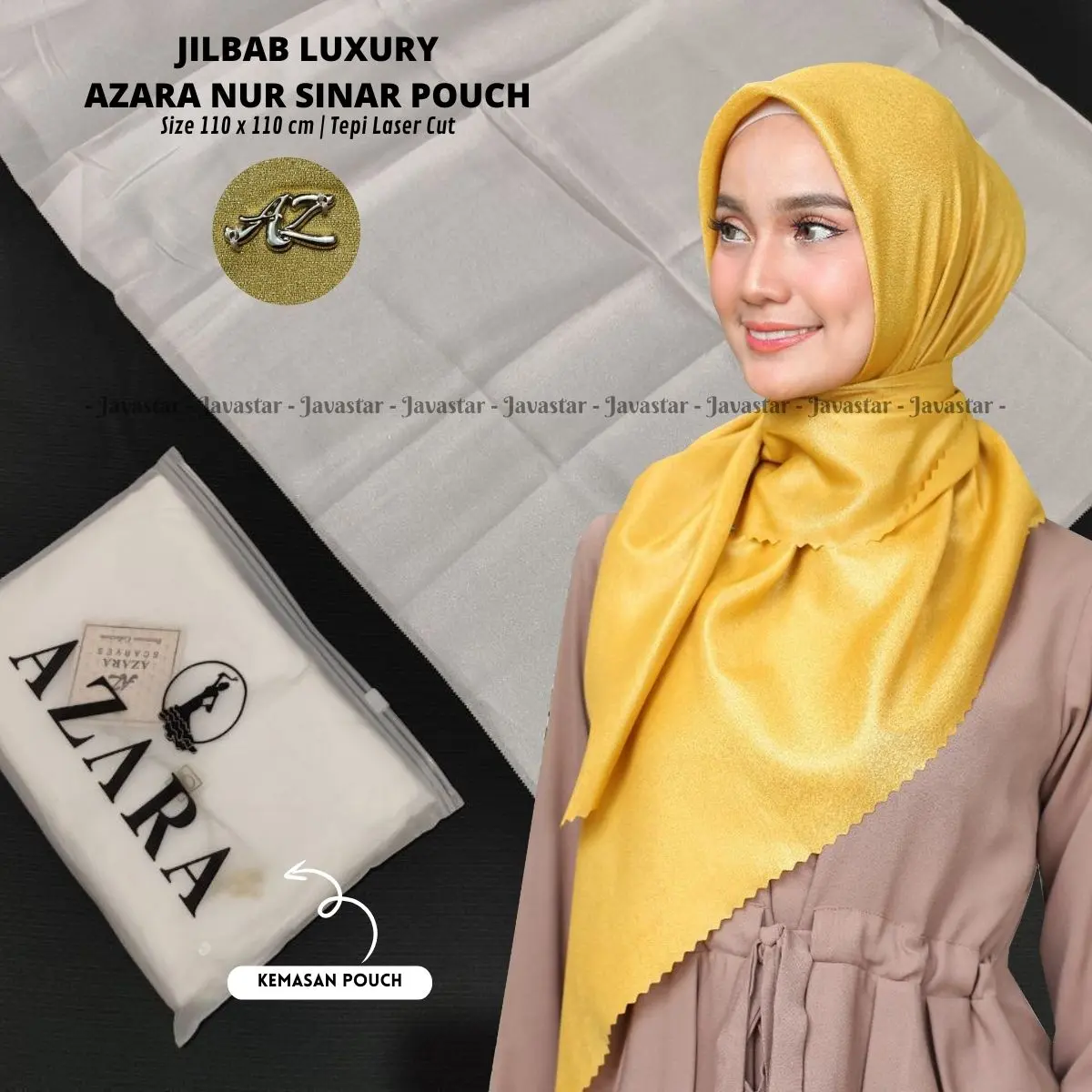 Jilbab Azara luxury NUR sinar glamour Laser Cut kerudung hijab segiempat glowing square muslim