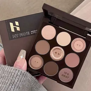 [BPOM] Eyeshadow Palette 9 Color Button Glam Neutral Chocolate Nude Shimmer Super Pigmented