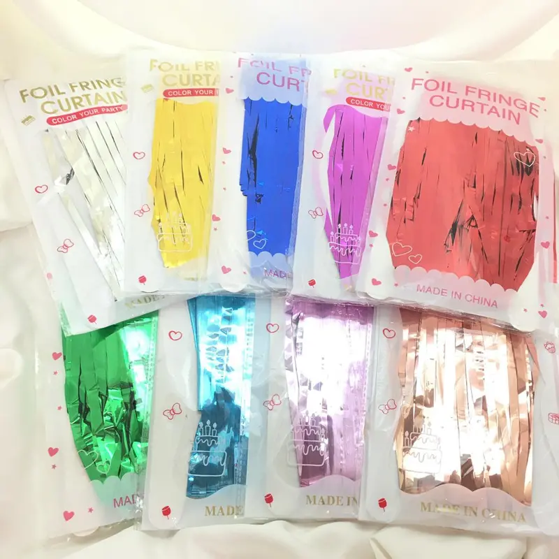 COD (YBL) Tirai Dekorasi Kantor Kelas Pesta Ulang Tahun Tirai Rumbai Plastik Chrome Foil 99 x 180 Cm Foil Curtain Backdrop Curtain Selinger Metalik t Murah (BELI LOKAL) 1