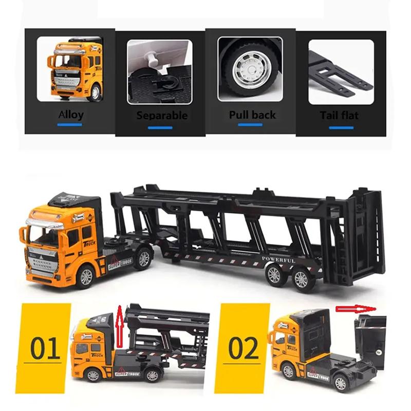 Product Introduction of 6 IN 1 Pull Back Paduan Kendaraan Truk Container Pengangkut diecast metal car trucks Mobil Mainan Mobilan Bulldozer Toys 49