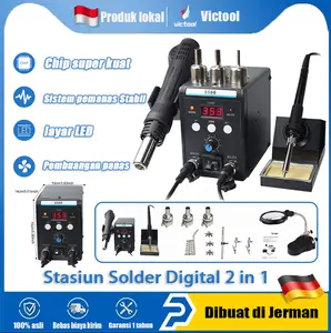 Victool  2 in 1 8586 stasiun solder mesin solder blower suhu yang dapat disesuaikan tampilan digital dilengkapi dengan nosel 5mm 8mm 10mm