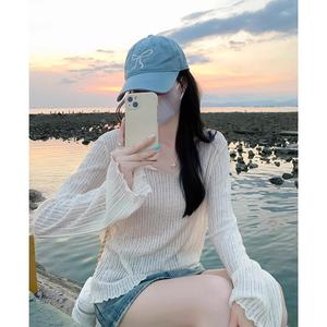 Áo Chống Nắng, Nhẹ Và Mỏng, Phong Cách Mùa Hè, Cổ Chữ V, Dáng Rộng Vừa Vặn, Dành Cho Nữ, Áo Thun Dài Tay, Chất Liệu Lụa Lạnh Áo Sơ Mi Phong Cách Lười Biếng Thường Ngày 7457 #