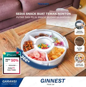 Youware - Ginnest Toples Makanan Bulat dengan 6 Sekat Besar Lepas Pasang Penyimpanan Camilan Snack untuk Ruang Tamu Sajikan dengan Mudah dan Aman Kedap Udara toples kue murah dan snack lebaran 2025 mewah Emas Aesthetic