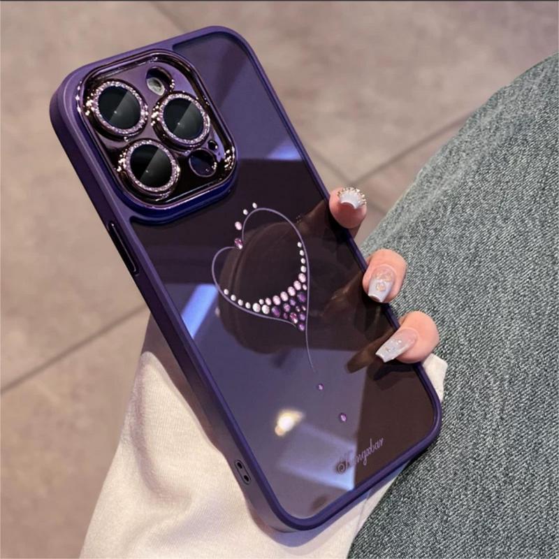 Màu kim cương tình yêu đi kèm với bột lấp lánh Màng Bảo Vệ Ống Kính , thích hợp cho iPhone 15 Promax Ốp Điện Thoại iPhone 14 13 12 11, phụ kiện điện thoại thông minh, bảo vệ màn hình điện thoại cầm tay