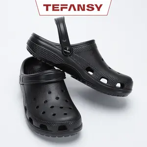 TEFANSY Sandal Clog Pria Empuk Anti Slip  Minimalis  Nyaman Dipakai Seharian  Sandal Pria Kasual Sol EVA Empuk Anti Slip Karet