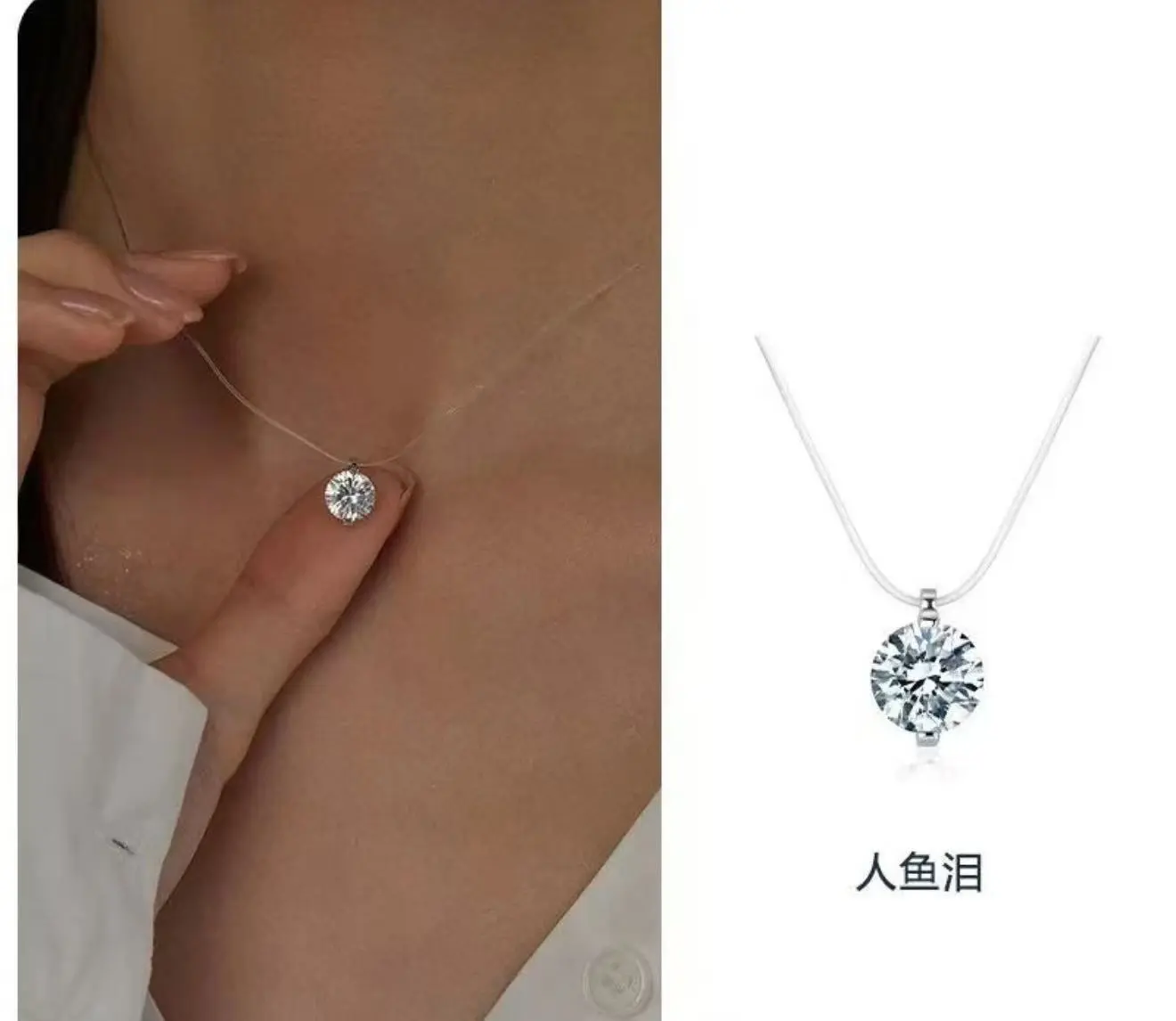 HH The necklace of "Mermaid's Tears" made of 925 sterling silver with invisible setting.