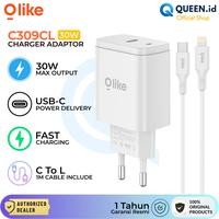 Gambar Olike C309CL Charger Adaptor USB TYPE C 30W 3A PD QC 3.0 Fast Charging + Set Kabel C To Lightning iP - C309 CL dari QUEEN id Official Kab. Tangerang 1 Tokopedia