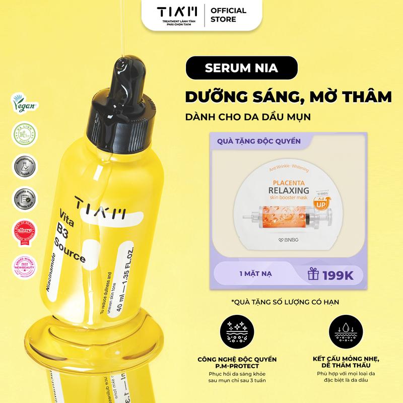 LIVE Serum Niacinamide 10% + Arbutin 2% Hỗ Trợ Dưỡng Trắng Hỗ Trợ Phục Hồi Da Tia'm Vita B3 Source 40ml