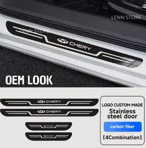 4Pcs Aluminium Stainless Steel Sill Plate Pijakan Pintu Mobil Chery Tiggo 8 2024 2025 2026 Berkualitas