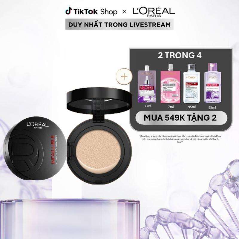 Kem nền cushion 24H mịn mướt lâu trôi, che phủ, kiềm dầu L’oreal Paris Infallible Fresh Wear 11G